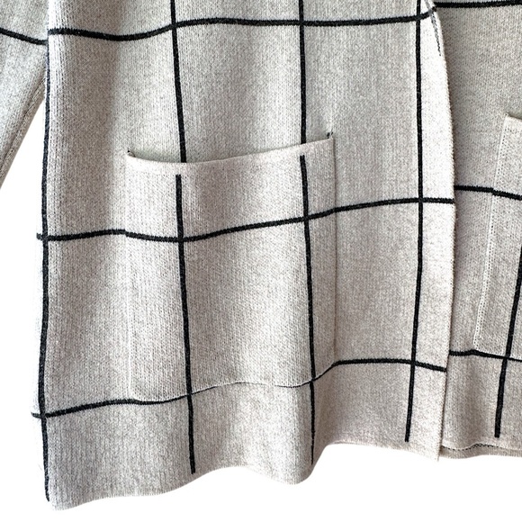 LOFT | NWOT RELAXED WINDOW PANE COTTON SWEATER BLAZER OPEN FRONT | MEDIUM - Picture 5 of 10